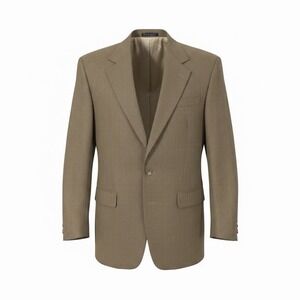 Vintage Bespoke 3 Button Wool Blazer Tan Houndstooth Men's Size 42L